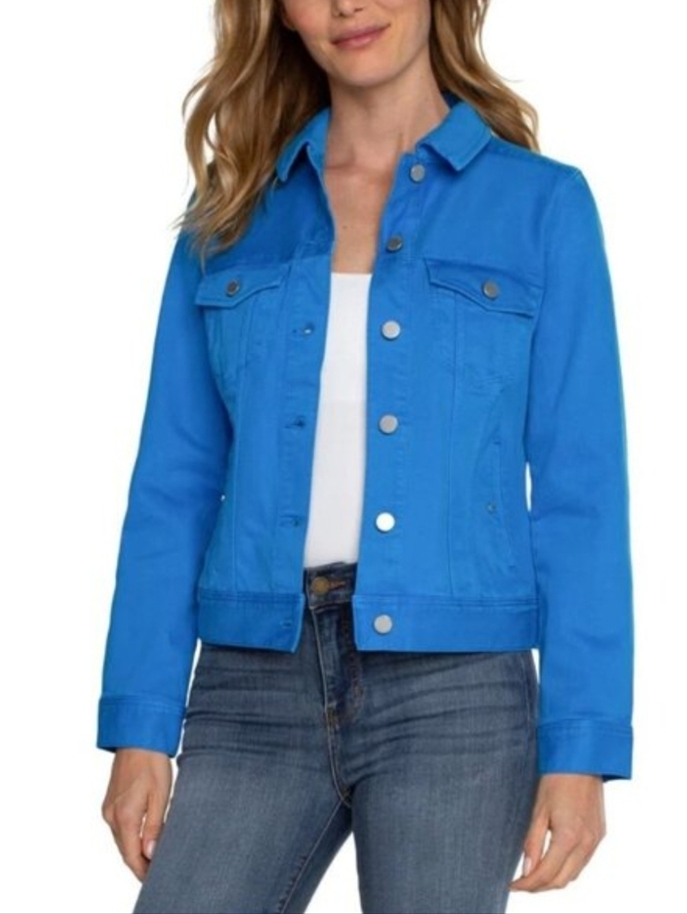 Liverpool Los Angeles Diva Blue Classic Denim Crop Jacket Size Small